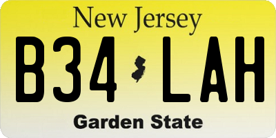 NJ license plate B34LAH