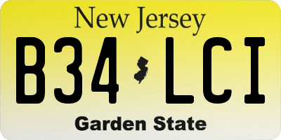 NJ license plate B34LCI