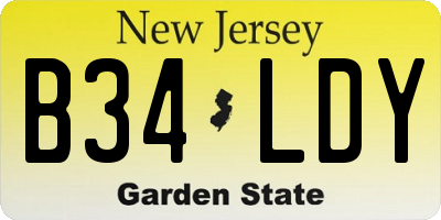 NJ license plate B34LDY