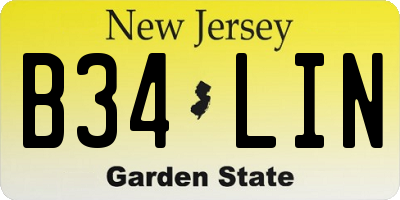 NJ license plate B34LIN