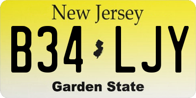 NJ license plate B34LJY