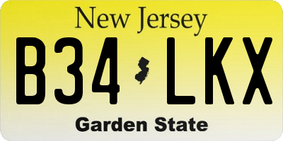 NJ license plate B34LKX