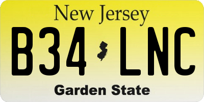 NJ license plate B34LNC