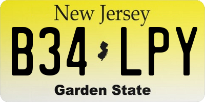 NJ license plate B34LPY