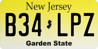 NJ license plate B34LPZ