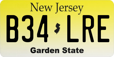NJ license plate B34LRE