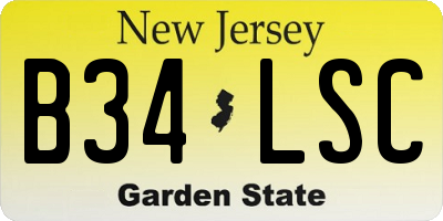 NJ license plate B34LSC