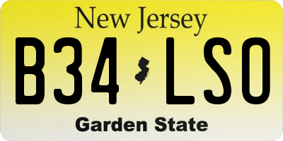 NJ license plate B34LSO