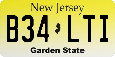 NJ license plate B34LTI