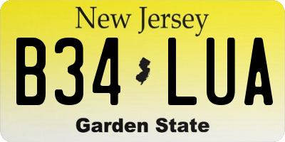 NJ license plate B34LUA