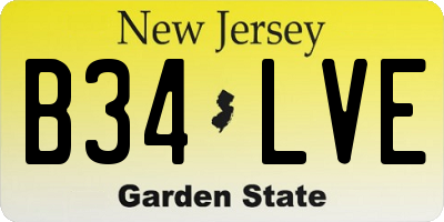 NJ license plate B34LVE
