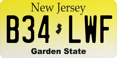 NJ license plate B34LWF