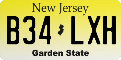 NJ license plate B34LXH