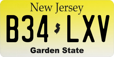 NJ license plate B34LXV