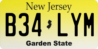 NJ license plate B34LYM