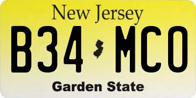 NJ license plate B34MCO