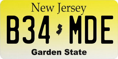 NJ license plate B34MDE