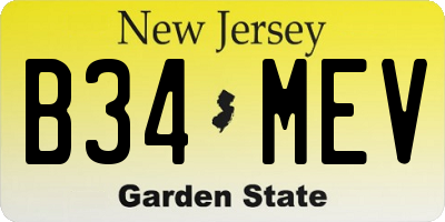 NJ license plate B34MEV