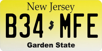 NJ license plate B34MFE