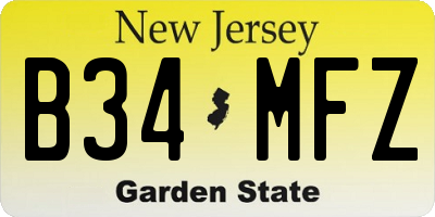 NJ license plate B34MFZ
