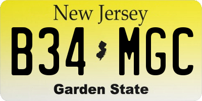 NJ license plate B34MGC