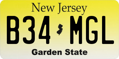 NJ license plate B34MGL