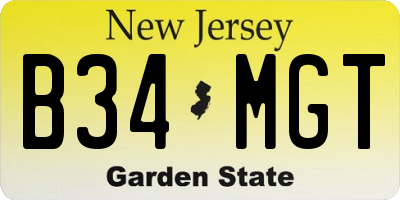 NJ license plate B34MGT