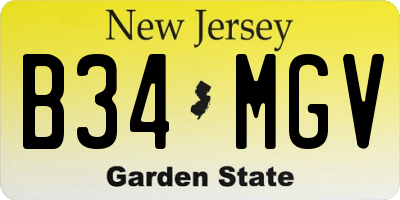 NJ license plate B34MGV
