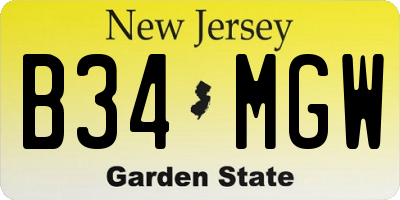 NJ license plate B34MGW