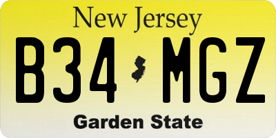 NJ license plate B34MGZ