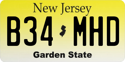 NJ license plate B34MHD