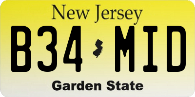 NJ license plate B34MID