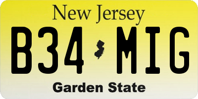 NJ license plate B34MIG