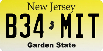 NJ license plate B34MIT