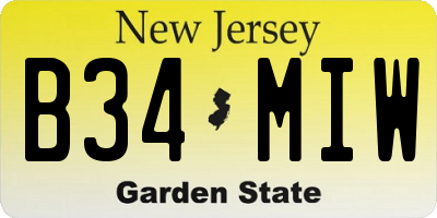 NJ license plate B34MIW