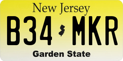 NJ license plate B34MKR