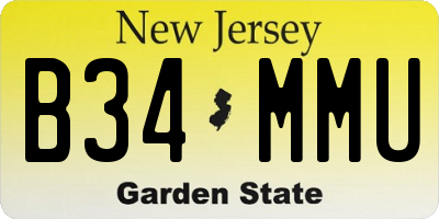 NJ license plate B34MMU