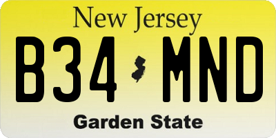 NJ license plate B34MND
