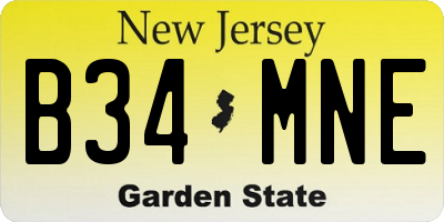 NJ license plate B34MNE