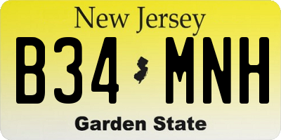 NJ license plate B34MNH