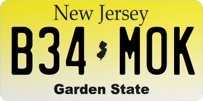 NJ license plate B34MOK