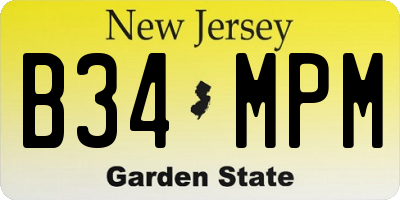 NJ license plate B34MPM