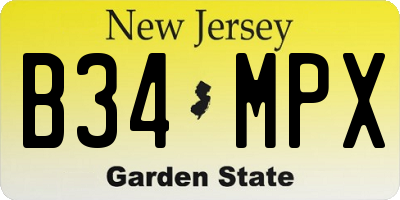 NJ license plate B34MPX