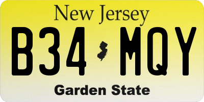 NJ license plate B34MQY