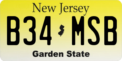 NJ license plate B34MSB