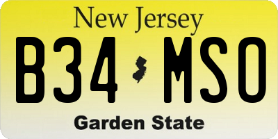 NJ license plate B34MSO