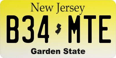 NJ license plate B34MTE