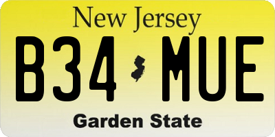 NJ license plate B34MUE