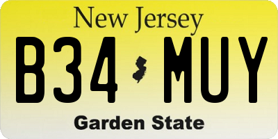 NJ license plate B34MUY