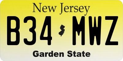 NJ license plate B34MWZ